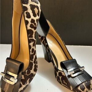 MICHAEL KORS Leopard Print Block Heel Pumps